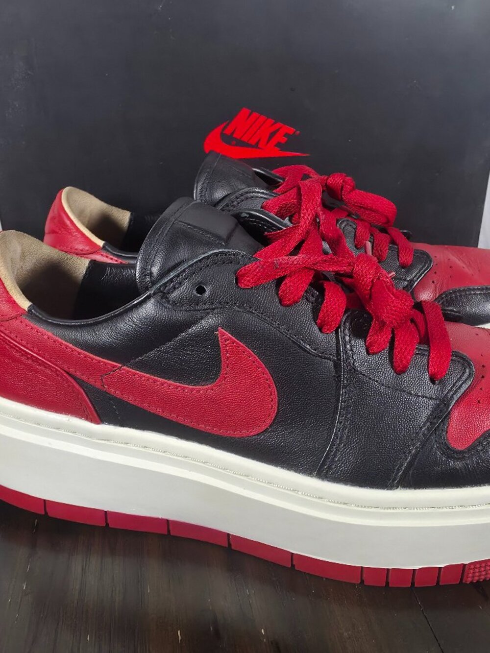 Nike Air Jordan 1 Bred Elevate Low Men’s Size 12 Jump Man Gold Chain VNDS OG BOX